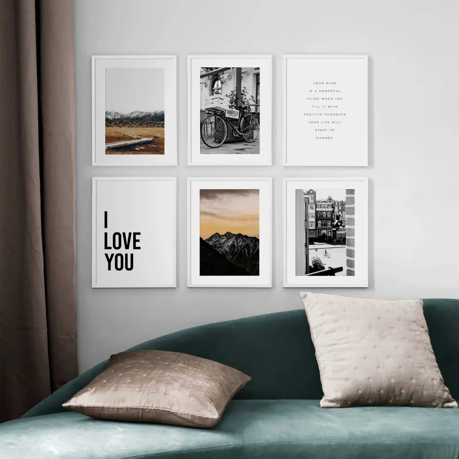 Mountain Vintage Poster Bicycle Door House Quote Wall Art Canvas Painting Posters And Prints Wall Pictures For Living Room Decor