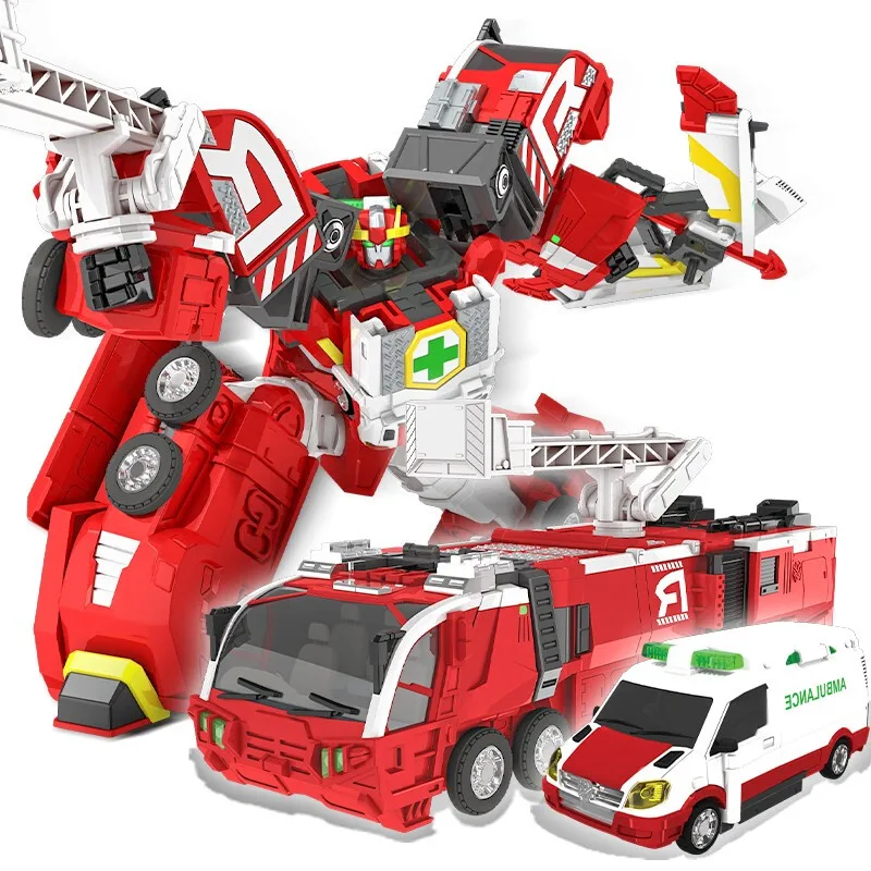 

2 IN 1 Hello Carbot Transformation Robot Toys Action Figures Deformation Rescue Car/Fire Truck Toy for Children Gift