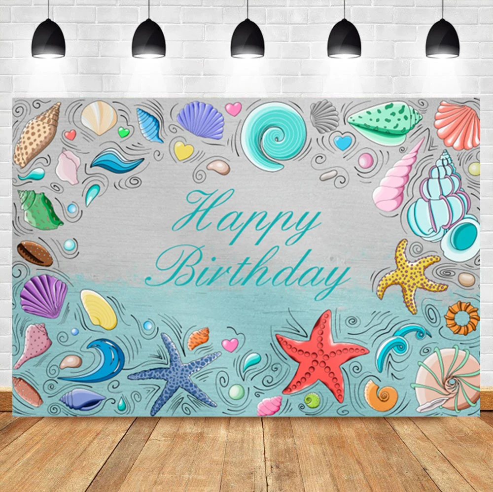 Laeacco Ocean Shell Starfish Baby Birthday Portrait Custom Photography Backdrop Photographic Photo Background For Photo Studio