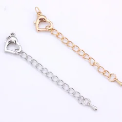 OlingArt 75MM 6PCS/Lot Peach Heart Rhodium Plated/Gold DIY Necklace Bracelet Crimp Ends Extended Chains Tails Clasp Making