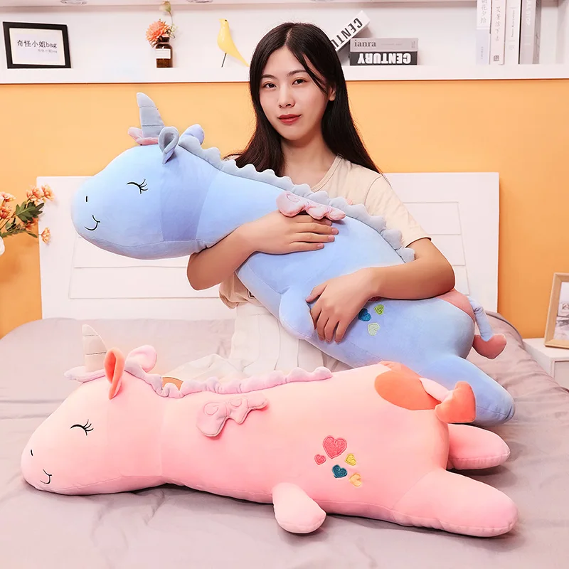 60-120cm Giant Colorful Angel Unicorn Plush Toys For Children Stuffed Soft Flying Horse Long Pillow Doll Girls Christmas Gift