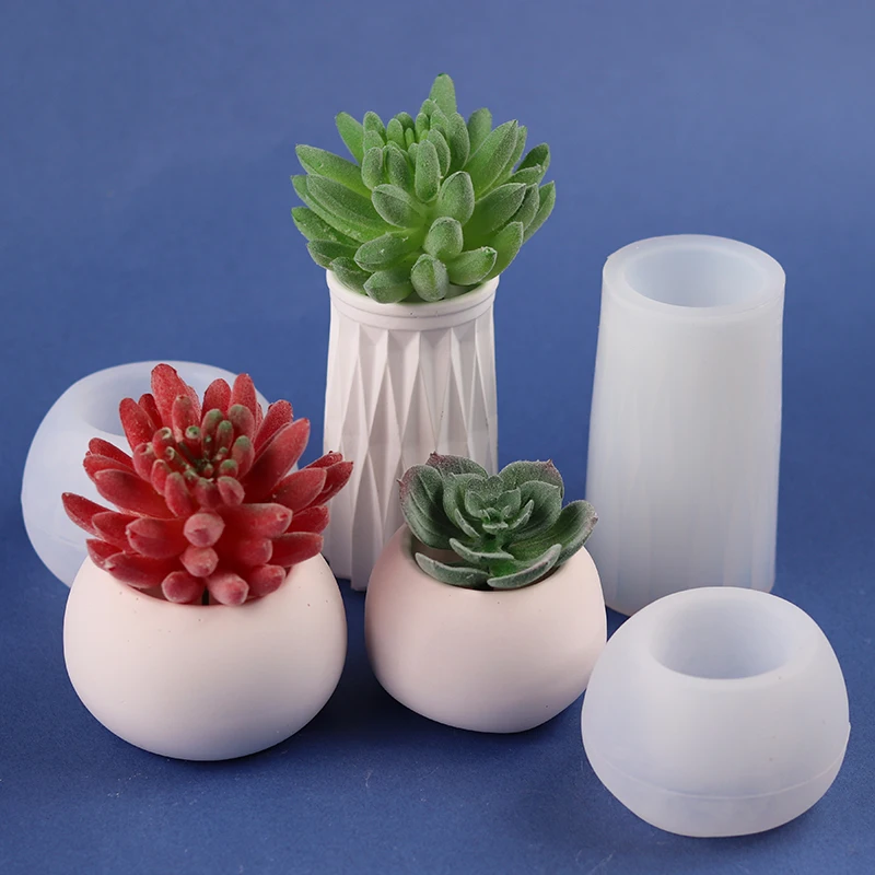 Diy Plant Vase Silicone Mould for Making Plaster Flower Pot Resin Molds Pen Holder Crafts Gardening Home Decoration