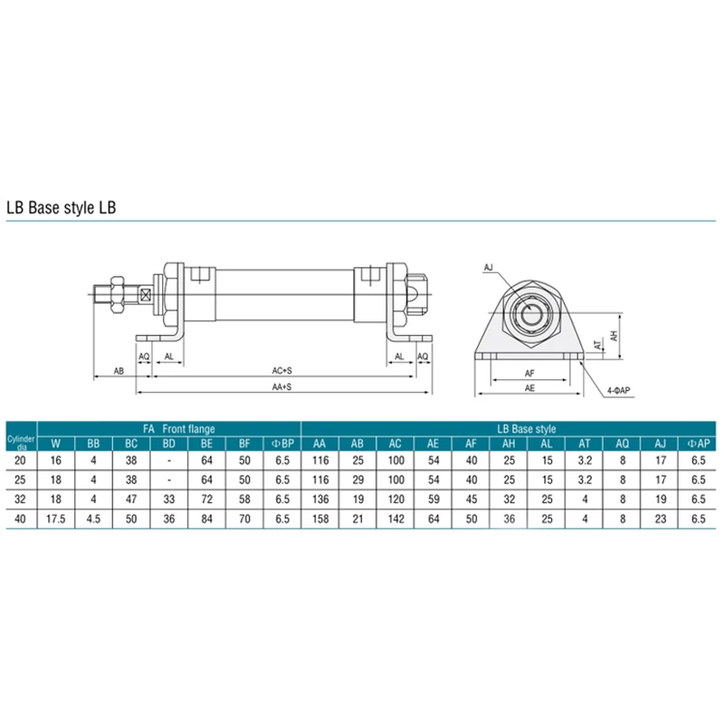 1 pc Type LB16-20-25-32-40 Pneumatic LB Bracket MAL standard air cylinder mounting stand