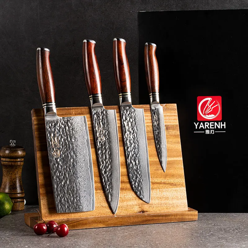 

YARENH 4-6PCS Knives Set - Chef Santoku Utility Cleaver Set - 73 Layers Damascus High Carbon Steel Knife -chinese chef knife ste