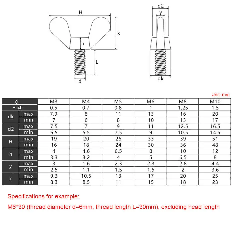 M6 M8 M10 Butterfly Wing Screws Thumb Screws Wing Bolts 201 Stainless Steel Claw Hand Tighten Screws Bolts