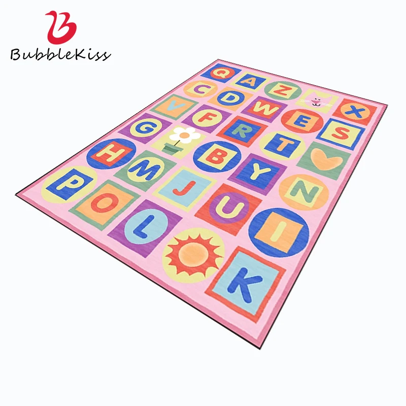 

Bubble Kiss Cartoon Carpet for Home Living Room Colorful 26 Letter Pattern Bedroom Rug Customized Bedside Balcony Decoration Mat