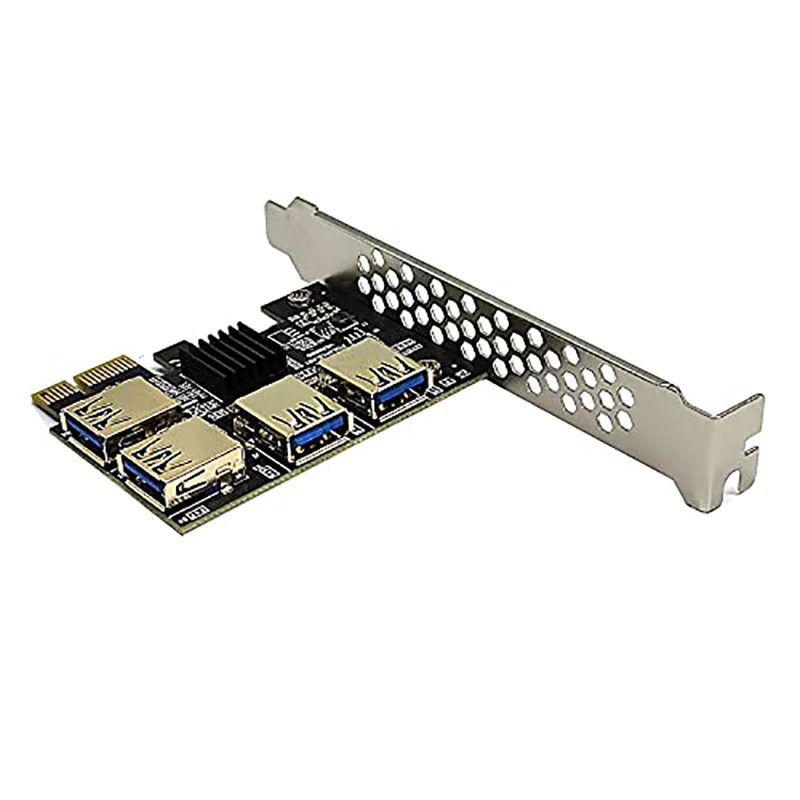 Placa Riser Multiplicadora PCI Express, Slots PCIe 1 a 4 PCI-Express 16X, Adaptador PCI-E 1X para Externo 4 PCI-e USB 3.0