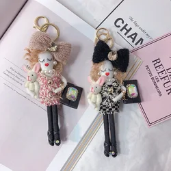 2023 Real Mink Fur Keychain Bag Pompom Bag Charm KeyRing Luxury Car Jewelry Pendant Fur Keychain  Luxury Keychain