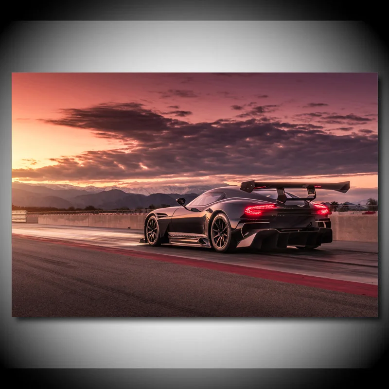 Canvas Paintings Astons Martin Vulcan Super Car Rear View Sunset Modern Wall Art Picture Posters HD Print for Living Room Decor