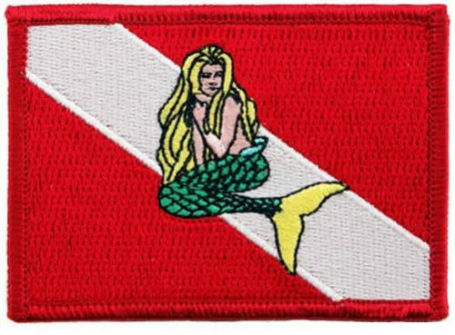 

Hot! SCUBA DIVING EMBROIDERED FLAG PATCH iron-on MERMAID NEW DIVER DOWN EMBLEM (≈ 8-5.7 cm)