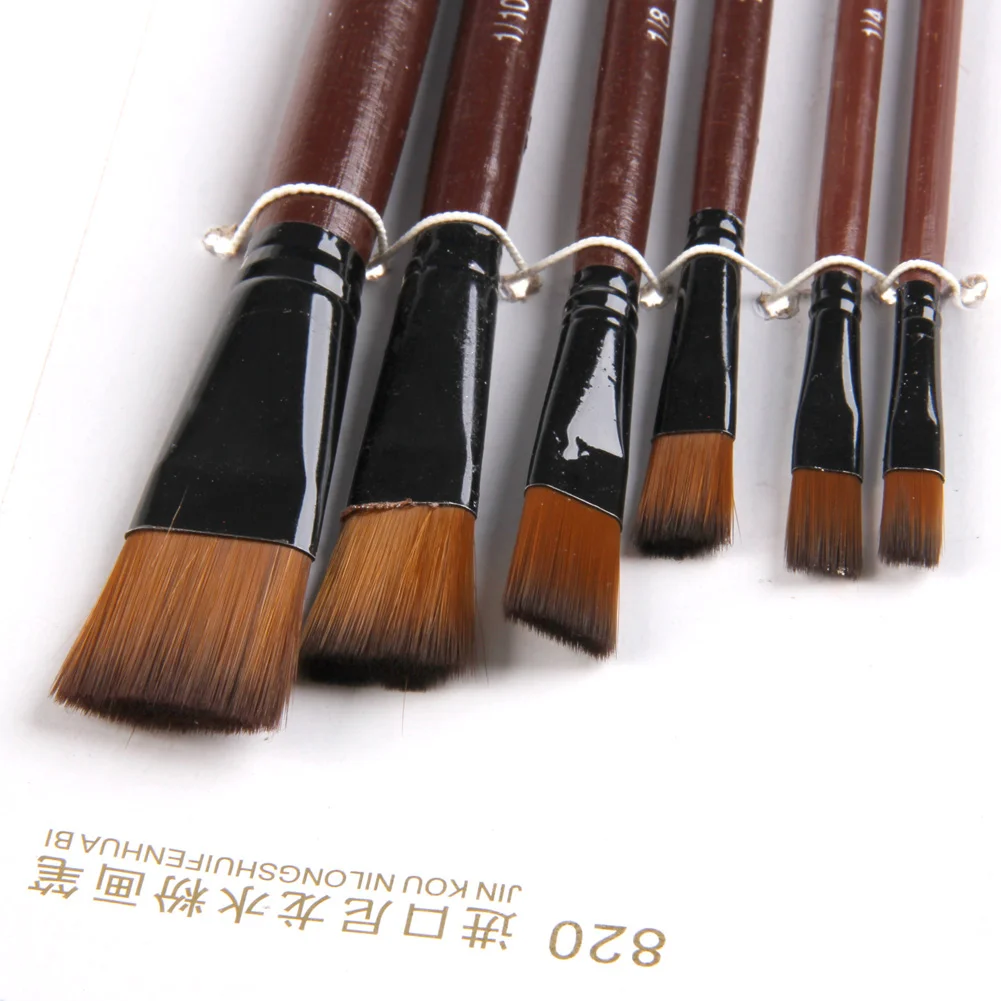 6Pcs Nylon Acrylic Oil Paint Gouache Brushes For Artist Supplies Watercolor Set