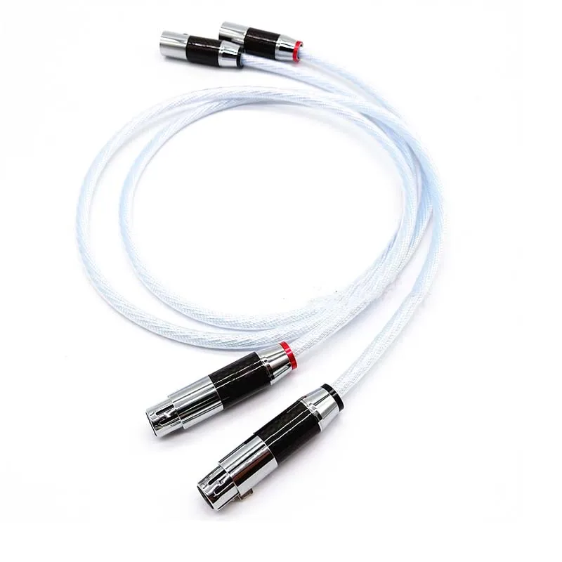 1Pair Hifi neutrik XLR Cable Hi-end pure silver Plated 5NOCC cable Hifi 2 XLR Male to 2 XLR Female Cable Balance line