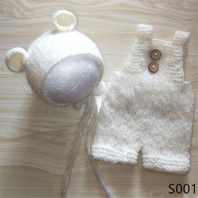 

Newborn Photography Props Mohair Hat Pants Shorts Teddy Bear Soft Hat Cap