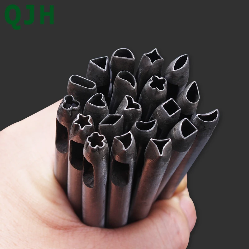 

20PCS/set DIY Leather Hole Punch Shaped Craft Hollow Hole Punch Oval Rectangle Plastic Rubber Tool Punch Set Leather Hole Tool