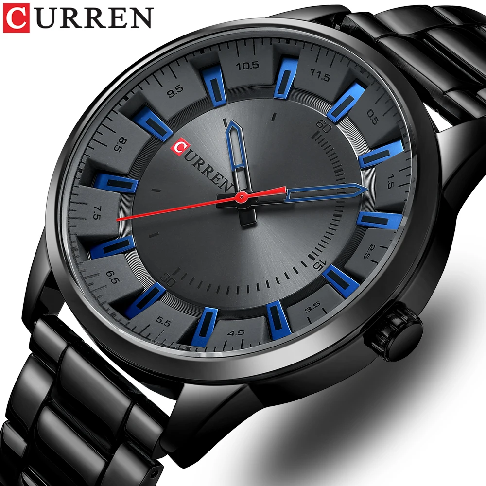 2021 CURREN Fashion Quartz Watches Top Luxury Brand with Stainless Steel Waterproof Sports Men’s Watch Casual Clock for Men