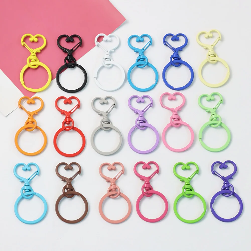 5pcs/lots Metal Heart Shape Keychain Lobster Clasps Hooks Key Chain Key Rings Connector for Bag Belt Keychain Jewelry Findings