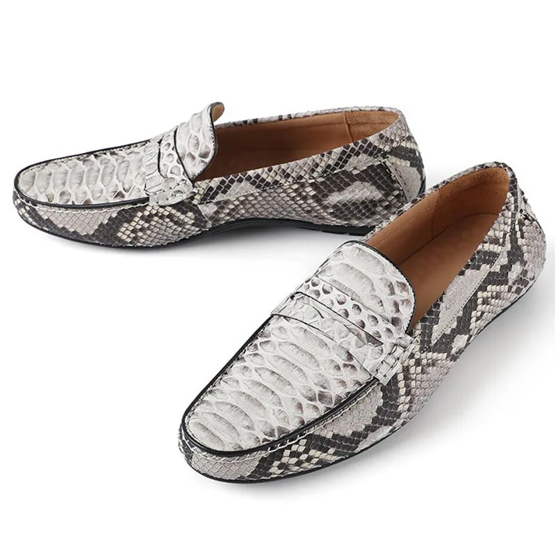 

Sipriks Brand Original Python Skin Loafers Men's Comfort Driving Shoes Gentleman Smoking Flats Slip On Snakeskin Leather Wedding