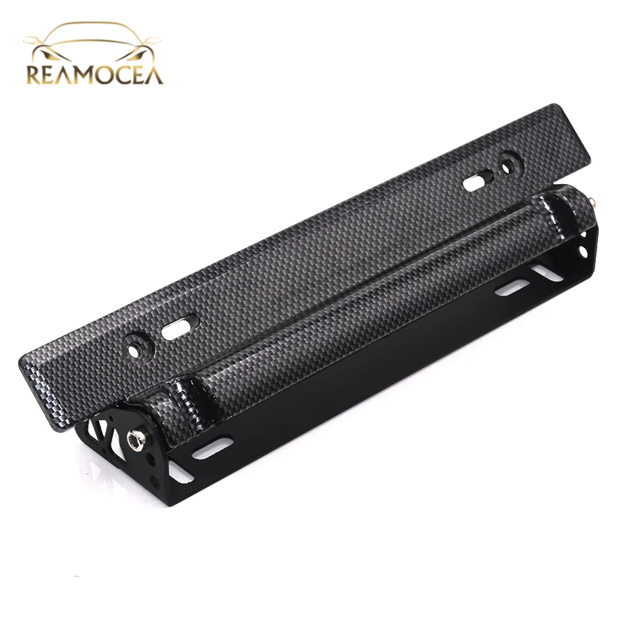 Reamocea Car License Plate Frame Holder Carbon Fiber Racing Number Plate Holder Adjustable Mount Modification U.S. Regulations