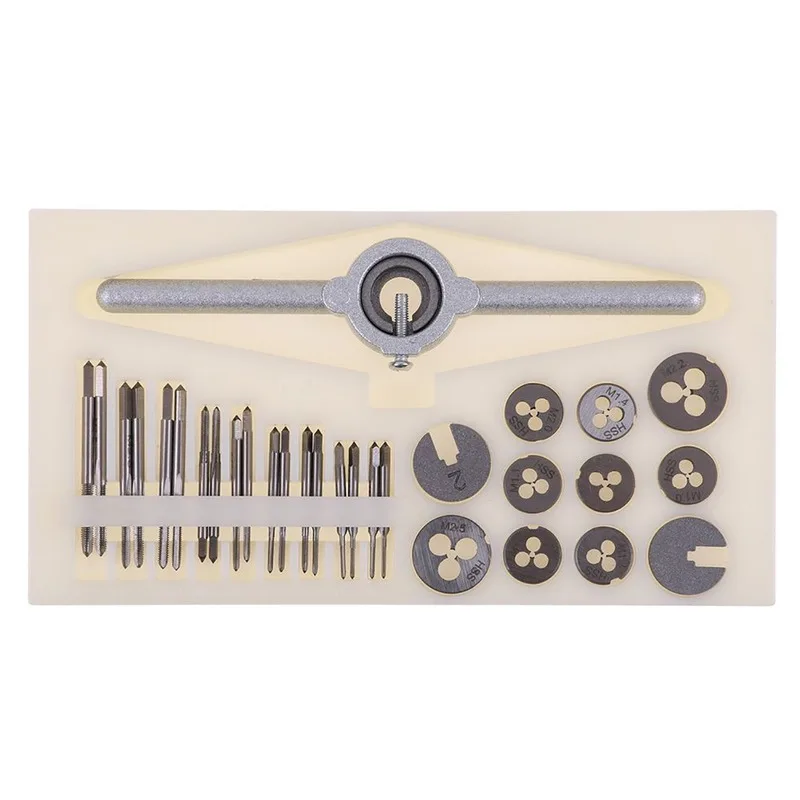 31Pcs/Set Mini HSS Metric Thread Plugs Taps Wrench Handle Tap and Die Set M1/M1.1/M1.2/M1.4/M1.6/M1.8/M2/M2.2 /M2.5 Screw