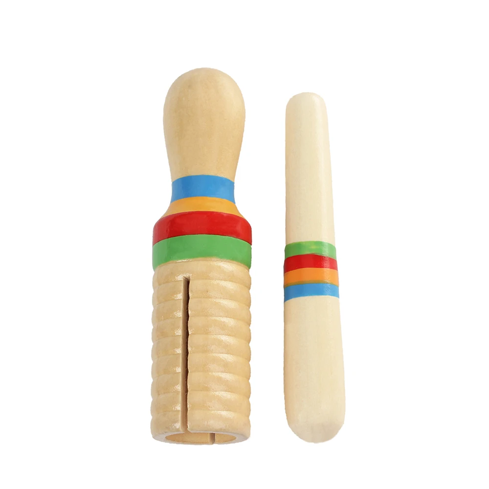 Orff Musical Instruments Wooden Small Single-threaded Ring Percussion Cylinder Croak Frog Barrel Kids Gifts Educational Toys