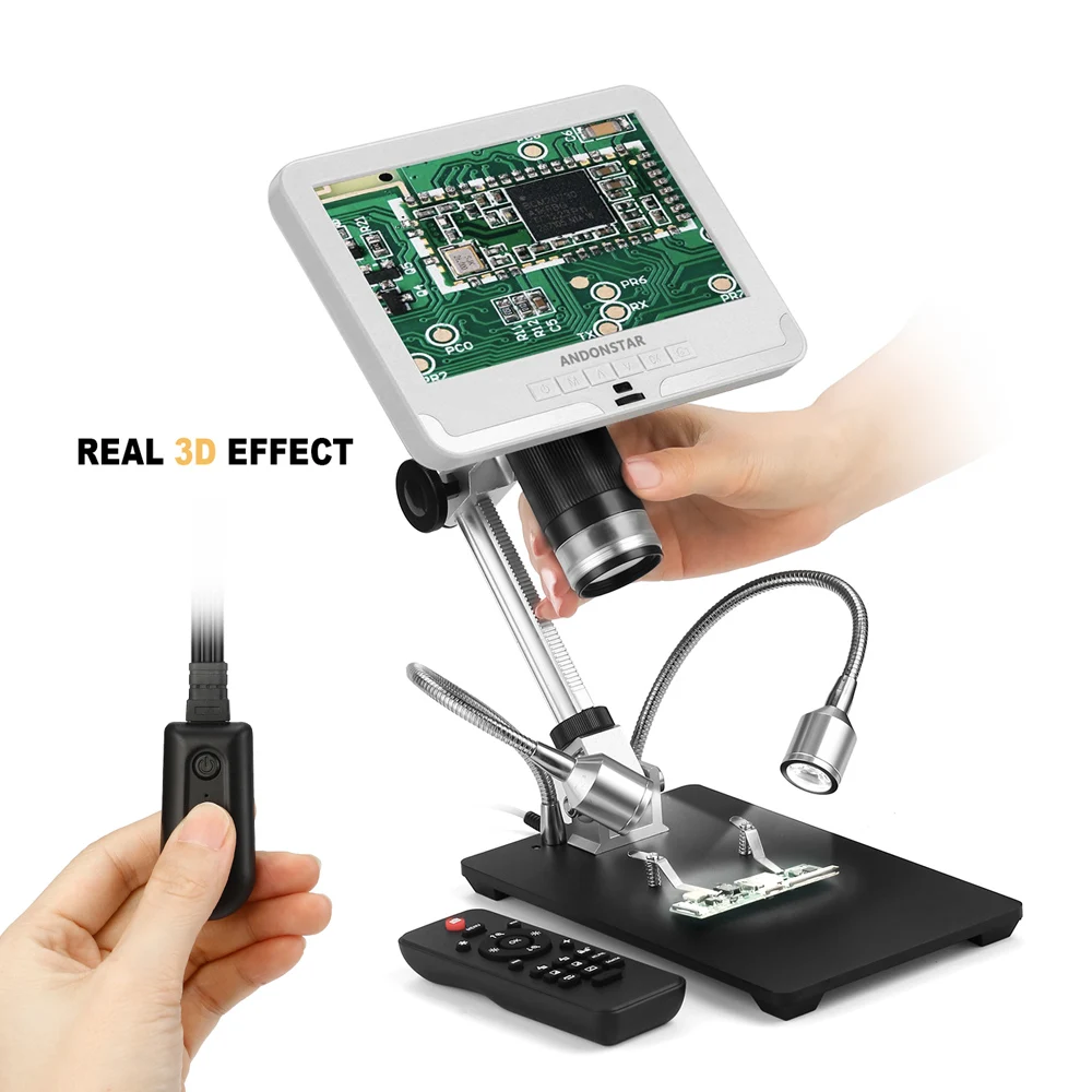 Microscopio digitale USB !star per saldatura PCB portatile AD206 con lente d'ingrandimento a 8 LED strumenti di riparazione del telefono bianco con metallo