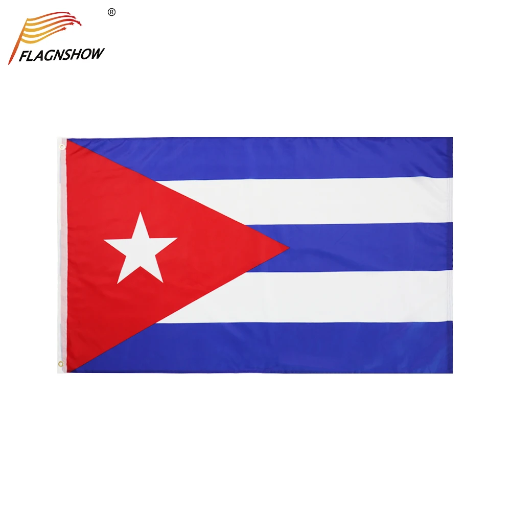 Flagnshow Cuba Flag One Piece 3X5 FT Hanging Polyester Cuban National Flags with Brass Grommets