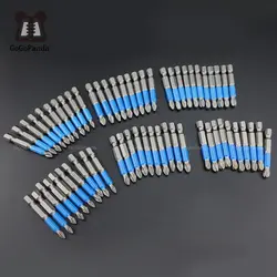 10Pcs/Lot 50mm GCr15 Pozidrive Bits Hex Shanked Anti Slip Screwdriver Bits Magnetic Single Head PZ1 / PZ2 / PZ3