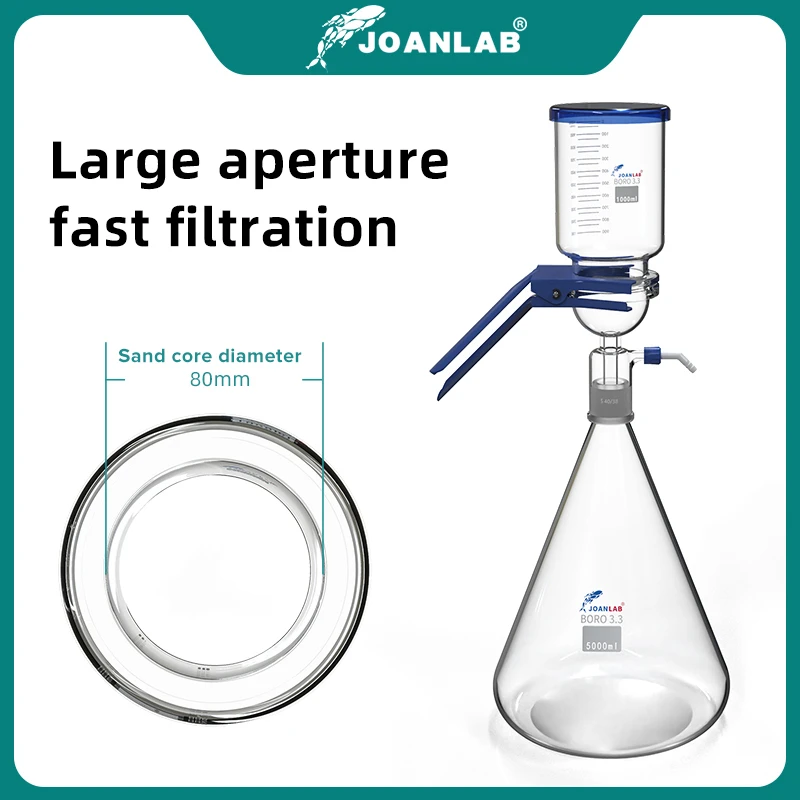 JOANLAB 2L 5L Large Diameter Vacuum Filtration Apparatus Laboratory Glass Equipment Sand Core Liquid Solvent Membrane Filter