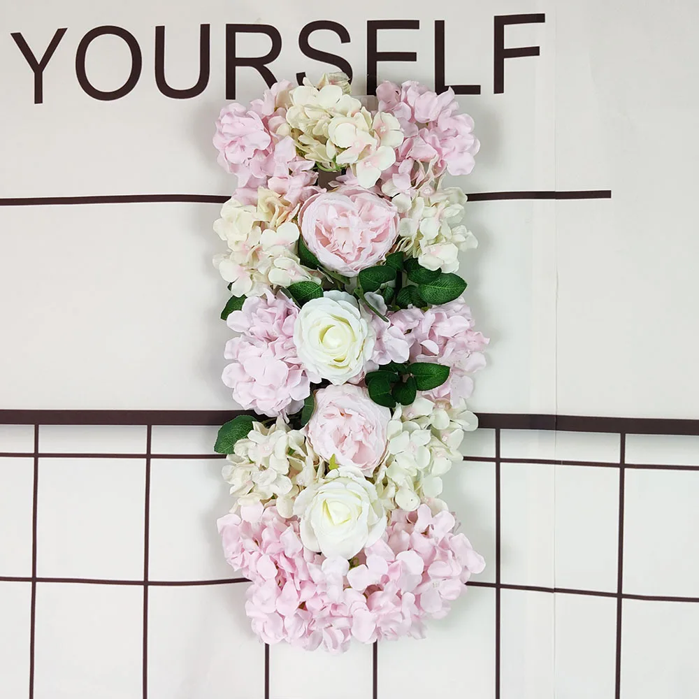 

Simulation Hydrangea Flower Row, Wedding Arch Background Decoration, Rose Flower Wall, Road Guide, Floral T Stage Layout