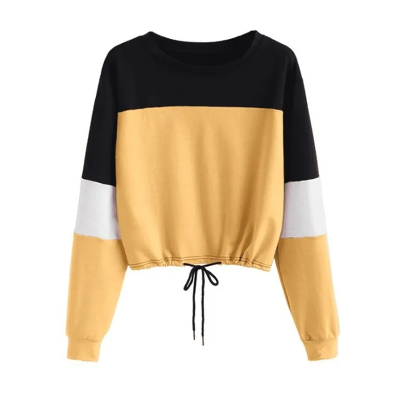 

Women Sweatshirt 2021 Yellow Long Sleeve Crop Top Cropped Sweatshirt Femme Female Ladies Sudaderas Mujer Moletom Kawaii Sudadera