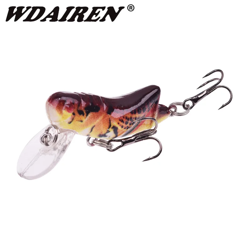 WDAIREN Grasshopper Insect Fishing Lures 4.5cm 3.5g Flying Wobbler Lure Hard Bait Lifelike Artificial Bait Bass Swimbait Pesca