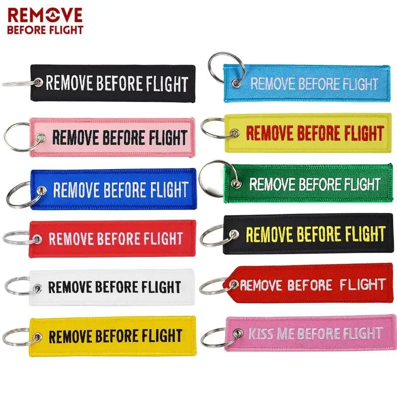 Remove Before Flight Key Chain Motorcycles and Car Embroidery customize Keychain Keyring Aviation Gifts Tags Label sleutelhanger