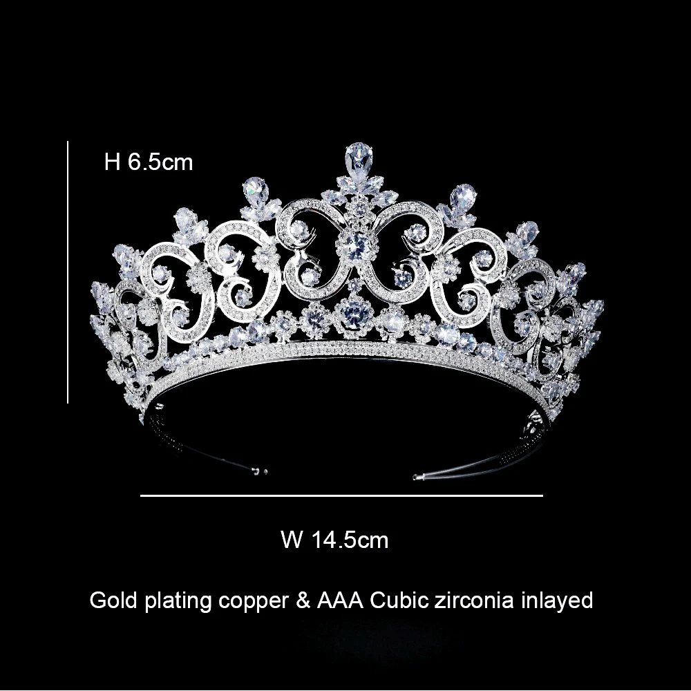 YCDZSWWL Elegant Cubic Zirconia Crowns Crystal Tiara Luxury Bride Diadema Hair Accessories for Birthday Pageant Prom Party