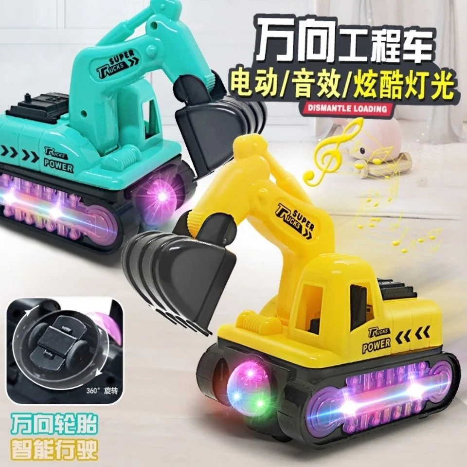 ไฟฟ้า Universal Excavator ส่องสว่างกระพริบสีสันของเล่นเด็กรถ