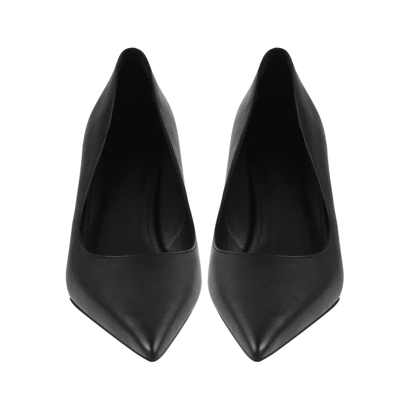 Onlymaker Women Pointed Toe Office Lady Slip on Thin High Heels Black Matte PU Pumps Elegant Concise Party Dress Pumps