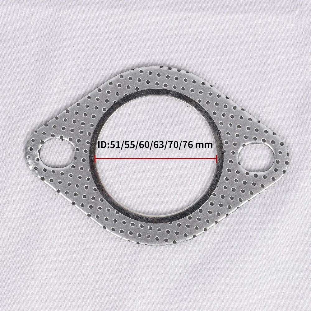 2.0/2.16/2.36/2.5/2.75/3.0 inch Car Exhaust Downpipe Flange Gasket Exhaust Pipe Gasket Universal Two holes 5pcs/pack