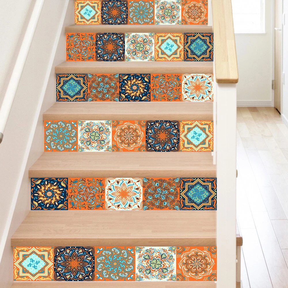 10/15/20cm Mandala Style Matte Surface Tile Sticker Peel & Stick Decoration Film For Tiles /Ground in Kitchen Wardrobe Wallpaper