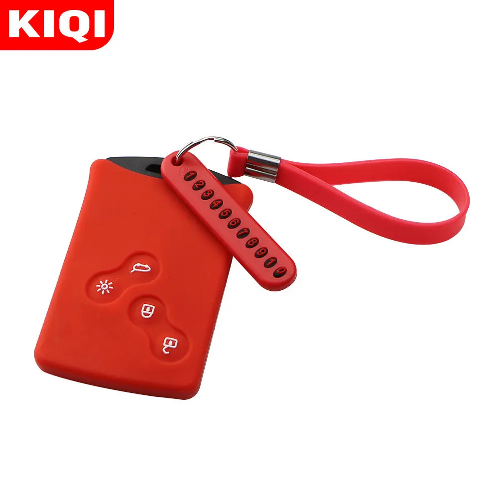 3Pcs Silicone Car Key Cover Case Key Chain with Phone Number Card For Renault Clio Logan Megane 2 3 Koleos Scenic Card