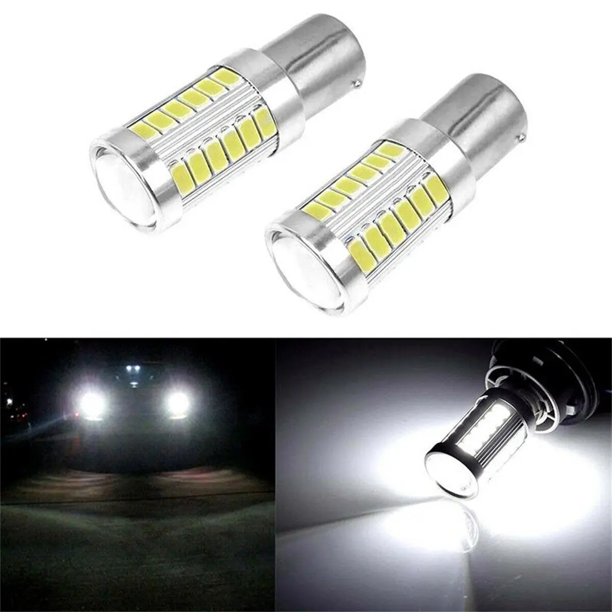 

2x LED Car P21W 1156 Backup Reverse Light 33 SMD 5630 12V White Lamp Backup Reverse Lights