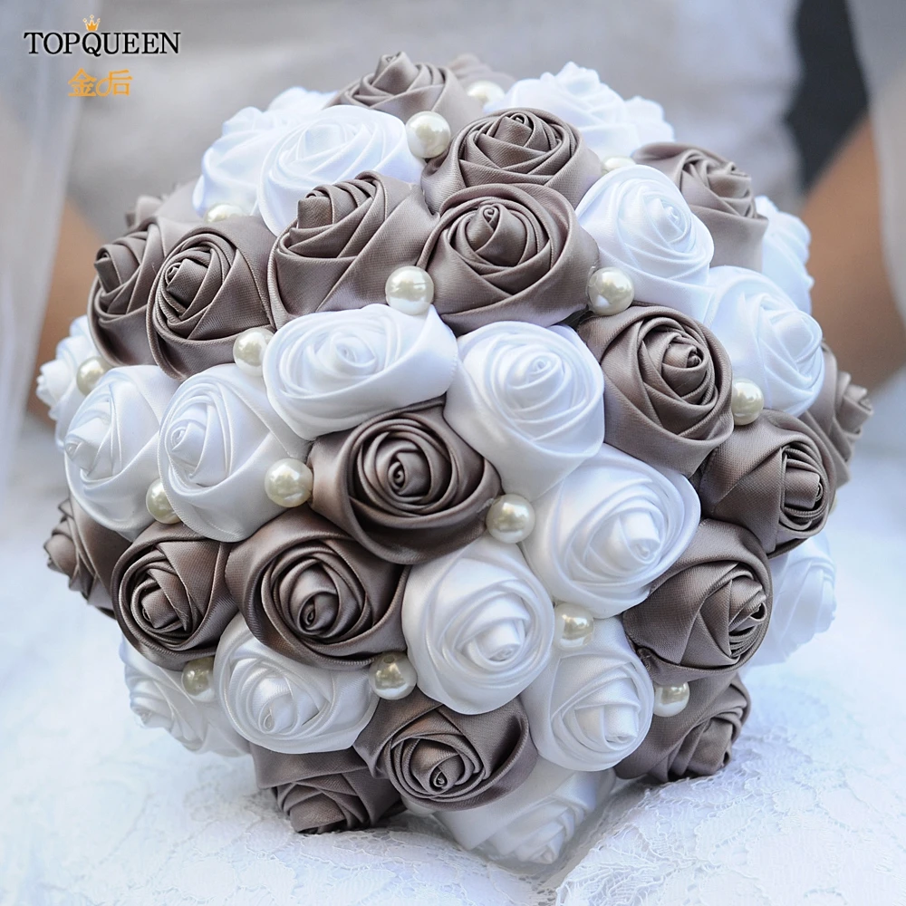 

TOPQUEEN F4-AVT Bride Flower Bouquet Bridal Artificial Flower Bouquet Bridesmaid Bouquet Pearl Ribbon Valentine's Day Bouquets