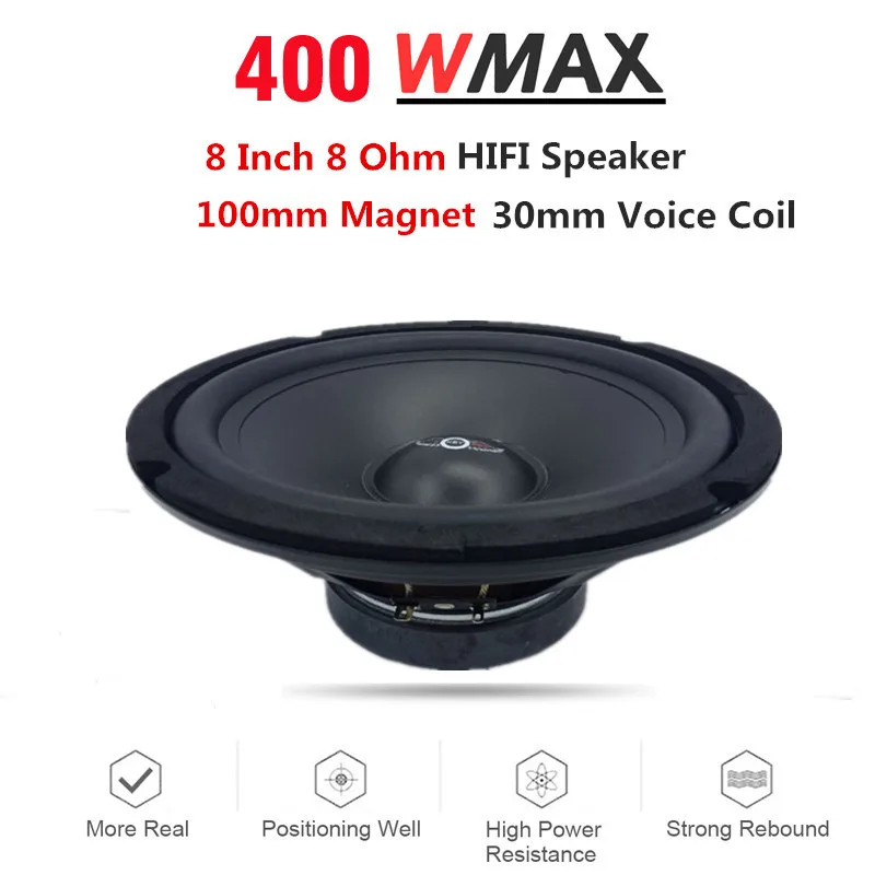 

HiFi End Full Range Speaker, 8inch 8 Ohm 400watts Midrange theater Karaok Audio Louder Speakers Woofer speaker box