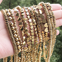 Color Retention AAA+ Natural Gold Plated Hematite Bead Heart Round Star Spacer Loose Beads For Jewelry Making DIY Charm Bracelet