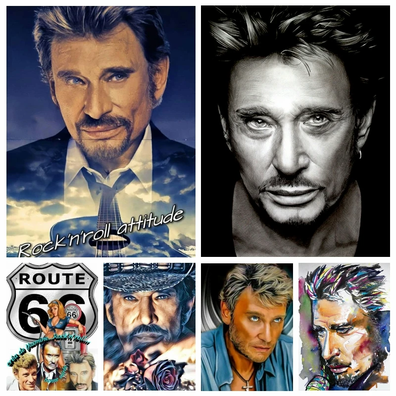 

5d Diamond Embroidery Johnny Hallyday Portrait Mosaic Painting Art Full Square Drills Kit Gift For Room Decor