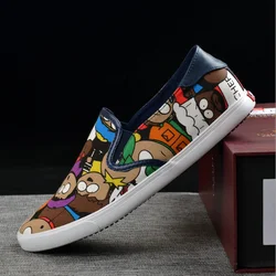 New Spring  Autumn Canvas shoes Male students shoes Casual Graffiti Sneakers Loafers slip-on shoes breathable mens  Shoes