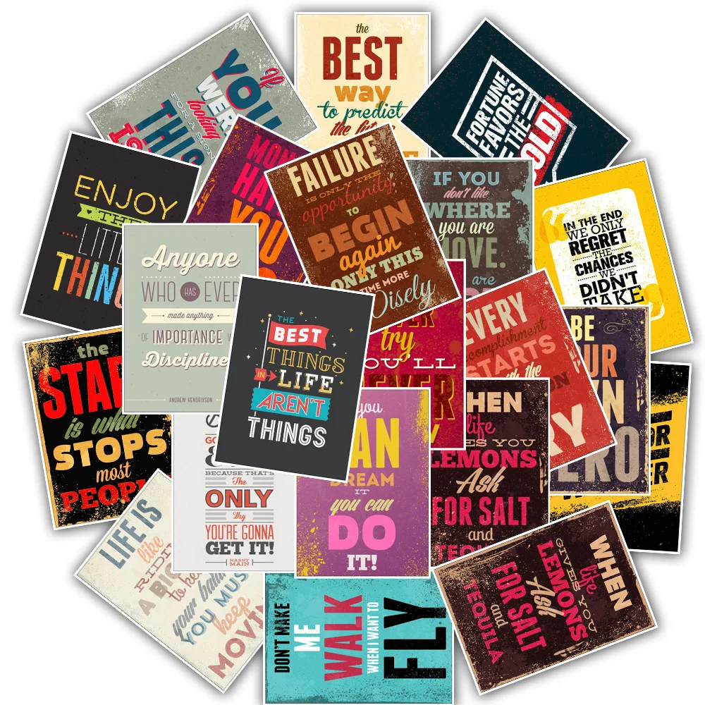 10/30/50PCS Poster Style Inspirational Motto Graffiti Stickers Scrapbook Luggage Mobile Phone Skateboard Stickers Wholesale