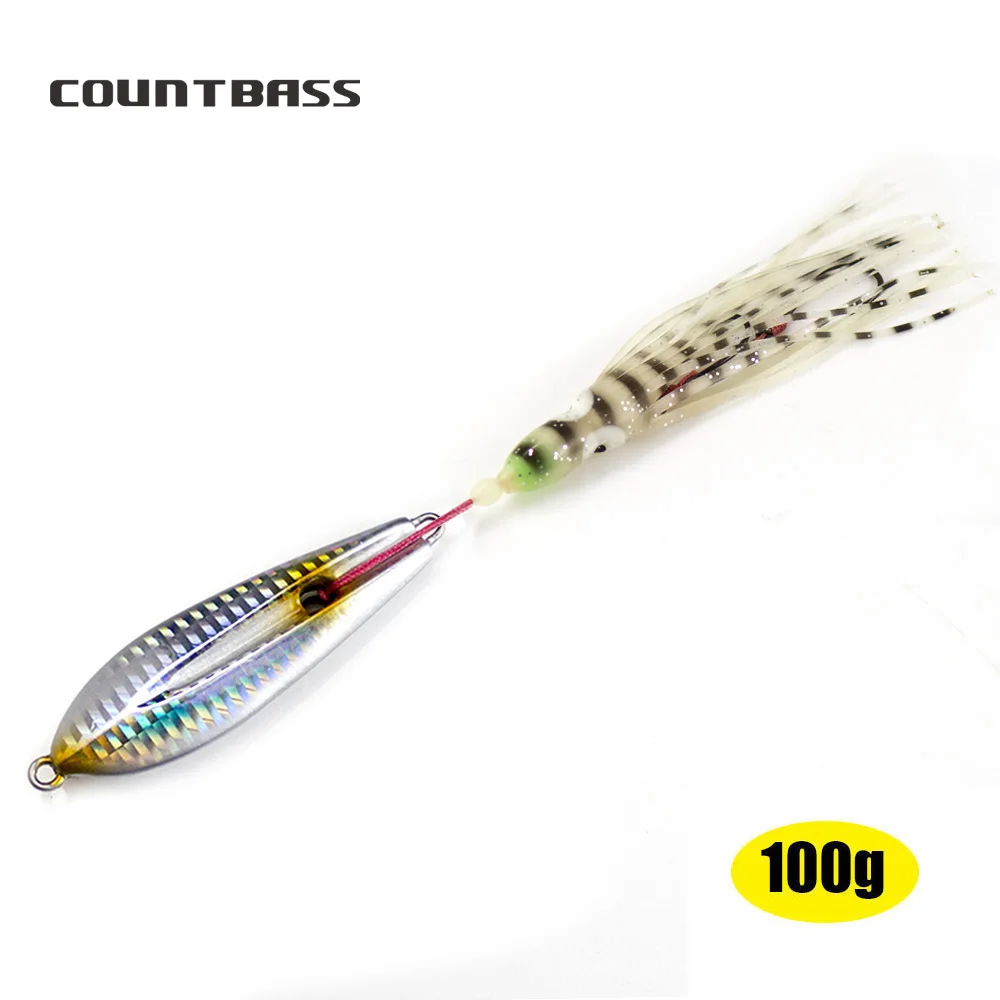 

COUNTBASS 100g 3.5oz Japanese Style Inchiku Jig with Octoups Assist Hook, Squid Jigging, Bullet Snapper Jigs