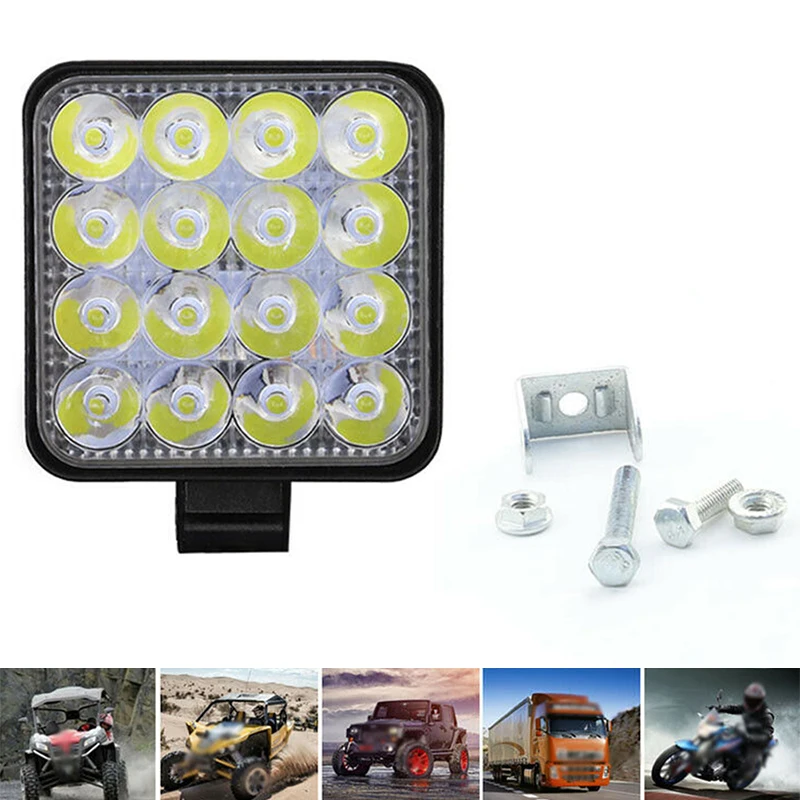 

48W 16LED Work Light Flood Beam Bar Car ATV Off-Road Driving Fog Lamps 12V/24V