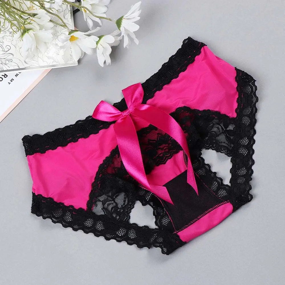 

Crotchless Sexy Bow Lace Women Spandex Sexy Intimates Thongs Lingerie Erotic underwear