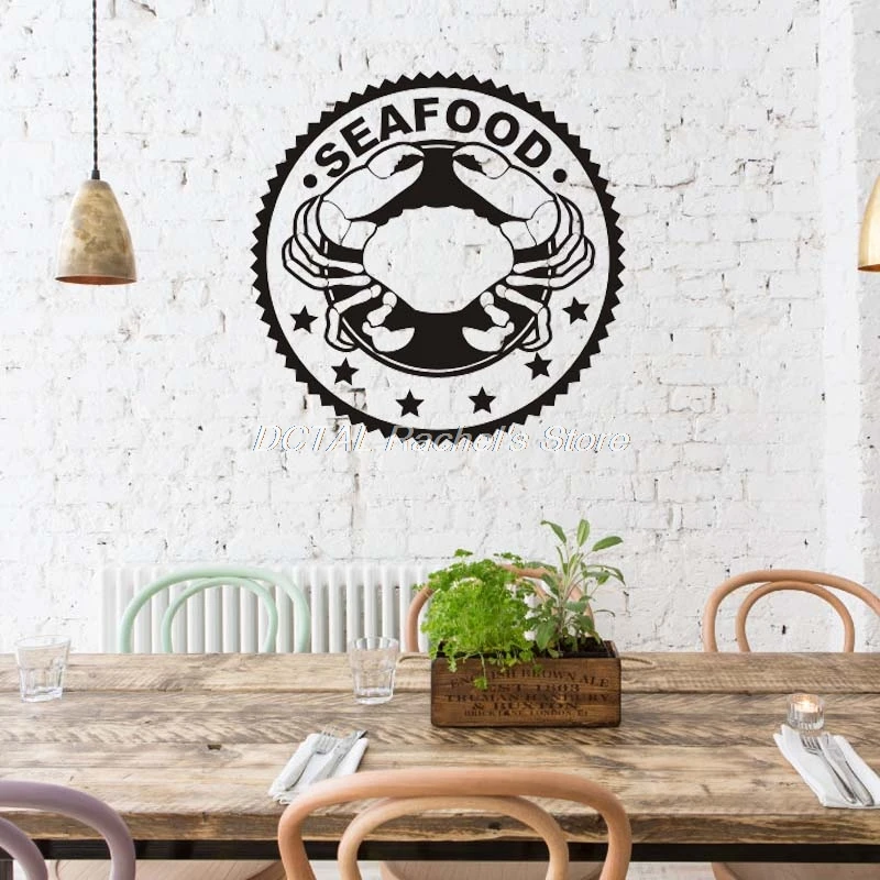 

Seafood Restaurant Decor Vinyl Wall Decal Crab Lovers Kitchen Dining Room Sticker Bar Drink Art Sticker