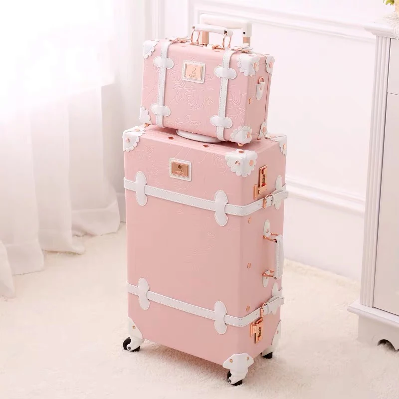 Mode populaire perfecte Trolley Koffer Vrouwen Bloemen 20/22/24/26 inch stijlvolle Rolling Bagage met handtas merk reizen valise